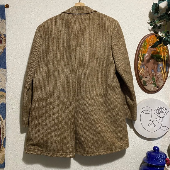 McGregor Vintage Herringbone Wool Blend Fur Lined Winter‎ Overcoat Mens 40 Med - Picture 5 of 10